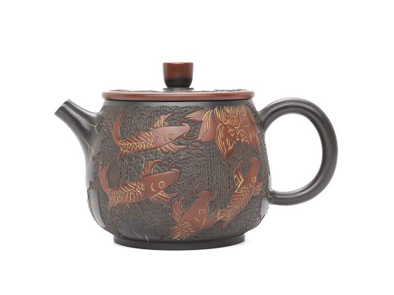 Чайник 250 мл "Лотос и рыбы", циньчжоуская керамика - 2