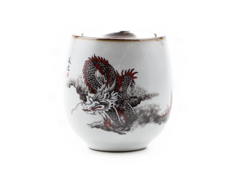 Чаша – Дракон (керамика/серебро, 100 мл) - 1
