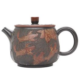 Чайник 250 мл "Лотос и рыбы", циньчжоуская керамика
